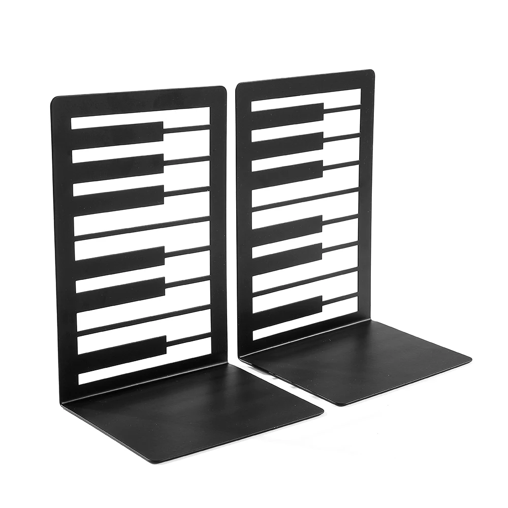 Imagem -03 - Black Piano Key Bookends Heavy Duty Iron Bookends Rack de Armazenamento Home Desk Racks Book Lovers Organizer Desktop Tools Pcs