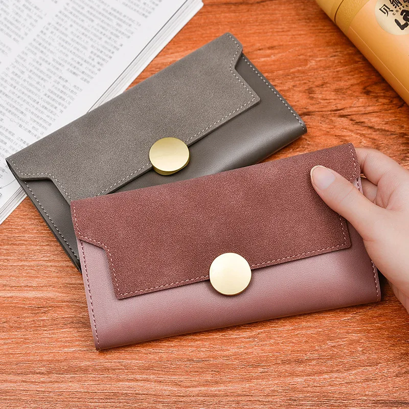 Long Women\'s Frosted Wallet PU Leather Female Hasp Money Purse Ladies Fashion Clutch Phone Bag ID Credit Card Holder Case