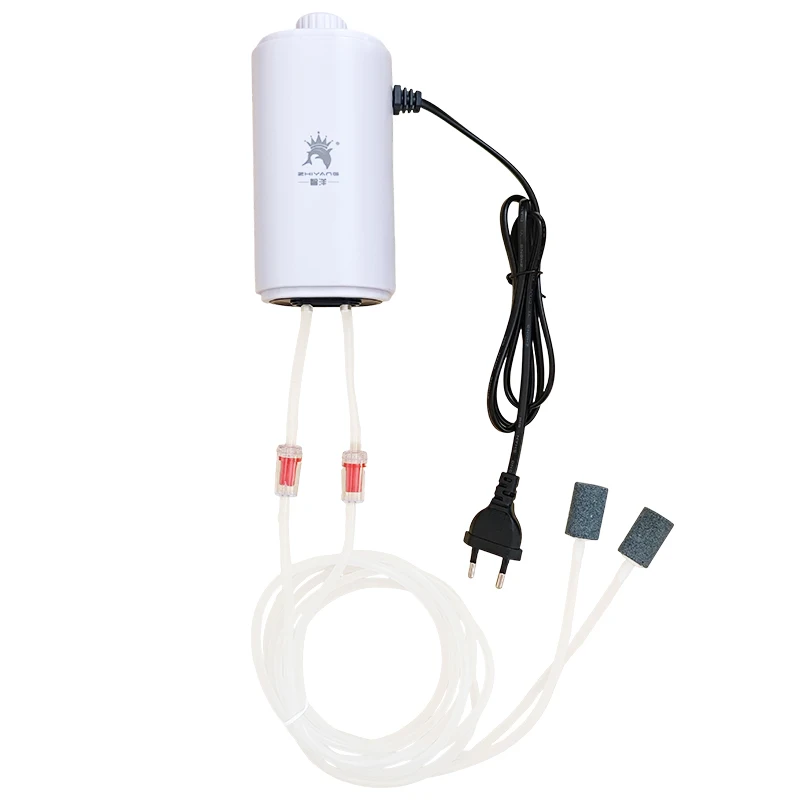 Leise Aquarium-Luftpumpe, Luftkompressor, Sauerstoff-Luftpumpe, Doppelauslass, einstellbares Luftvolumen, Aquarium-Belüfter, 220 V, 3,5 W, 8 W – Detail 9