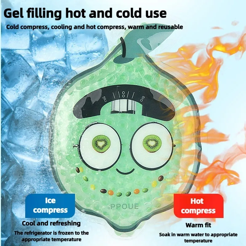 Adorable paquete de hielo/caliente de dibujos animados: compresa de cuentas de gel reutilizable para cabeza, brazos, piernas, perfecta para deportes, gimnasio y refrigeración al aire libre