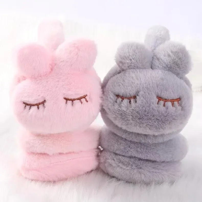 

Winter Cute Closed Eyes Rabbit Earmuffs Girl Korean Version Cute Ear muffs Student Warm Ear Cover Parent-child Ear Protection