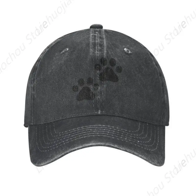 

Personalized Black Dog Paw Print Cotton Baseball Cap for Men Women Breathable Dad Hat Sports