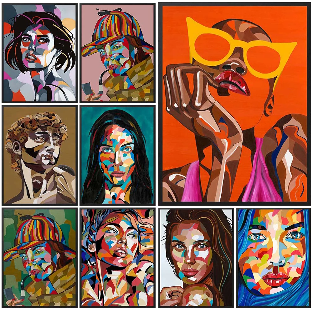 

Abstract Woman Fashion Girl Portrait Prints Poster Wall Art Canvas Painting Home Decor Wall Pictures For Living Room Unframed
