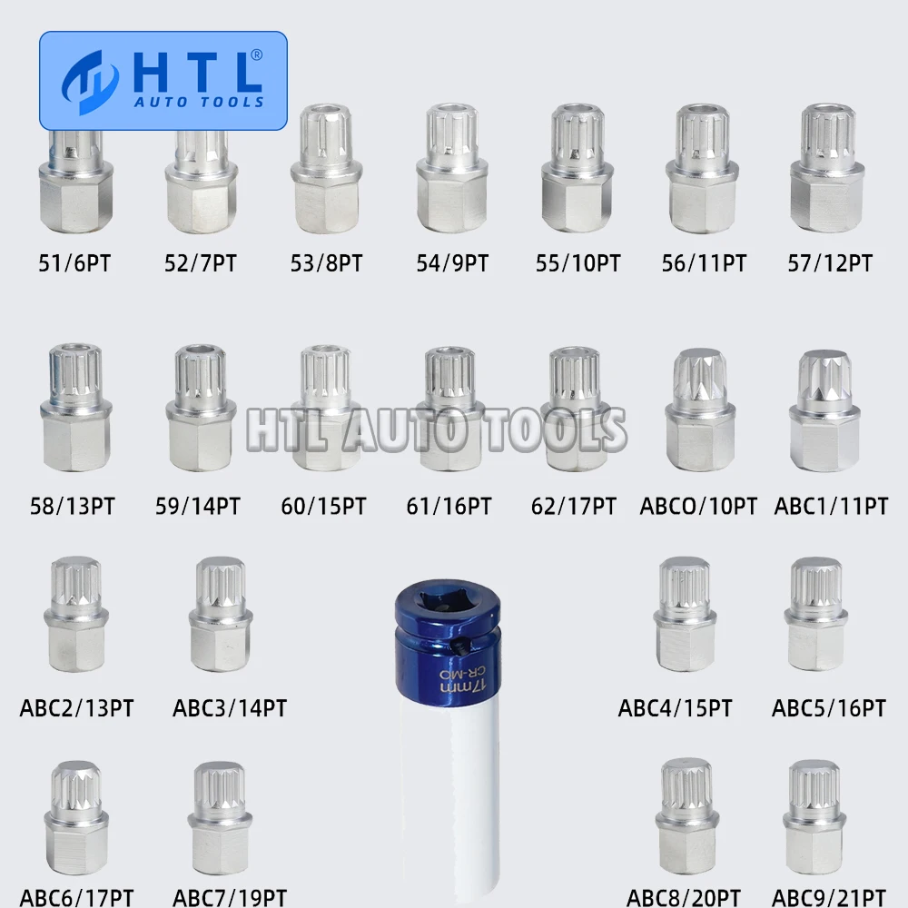 Tuerca antirrobo de bloqueo de rueda, tuerca de extracción de llave, adaptador de enchufe para Volkswagen, AUDI, 1/2 pulgadas (12,7mm), 23 unidades