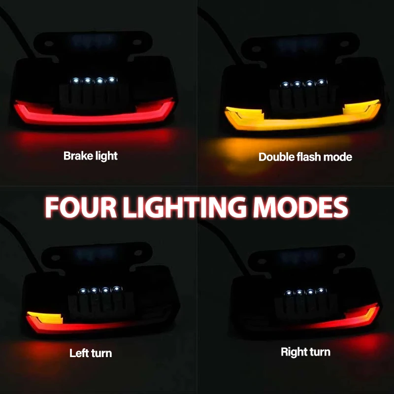 Waterproof Motorcycle Scooter License Plate Lights Tail Rear Brake Stop Double Flash Warning Turn Signal Lamps Dynamic