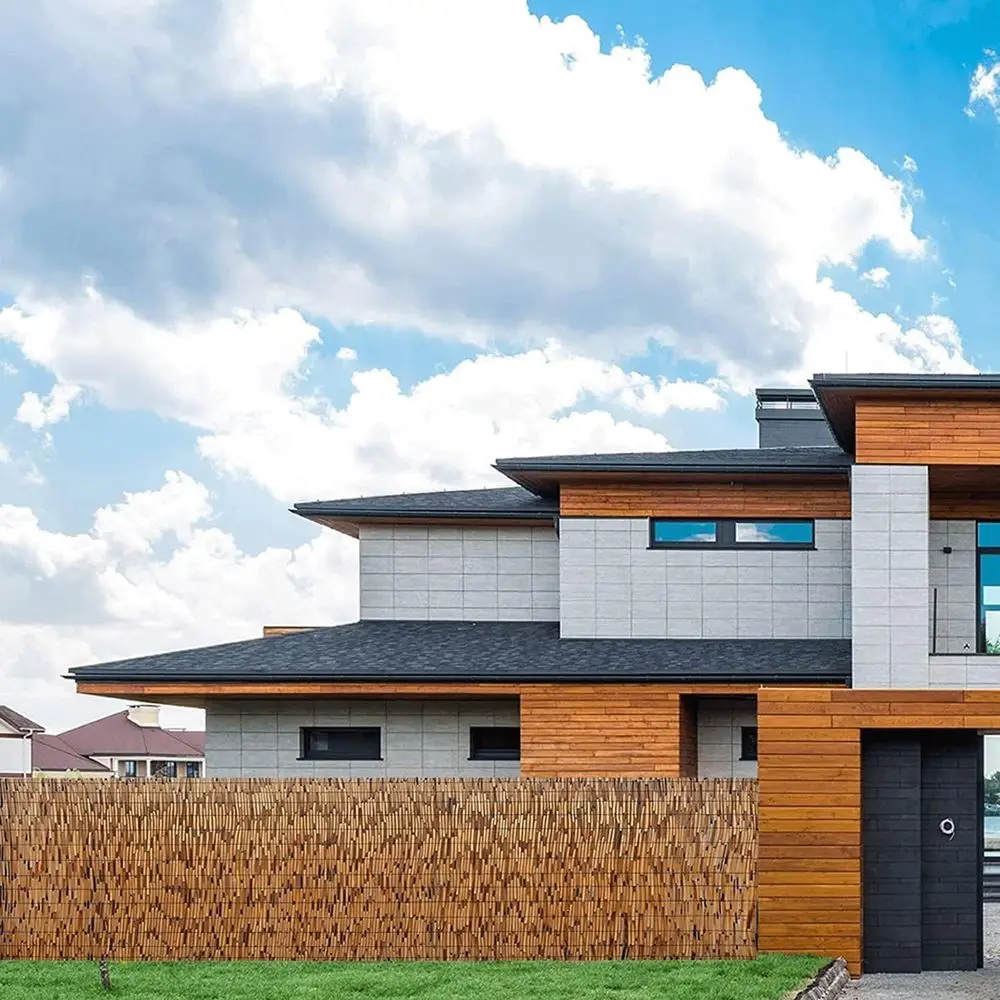 Rustic Brown 3.3ft x 16.4ft Bamboo Privacy Fence, Elegant and Natural Reed Curtain