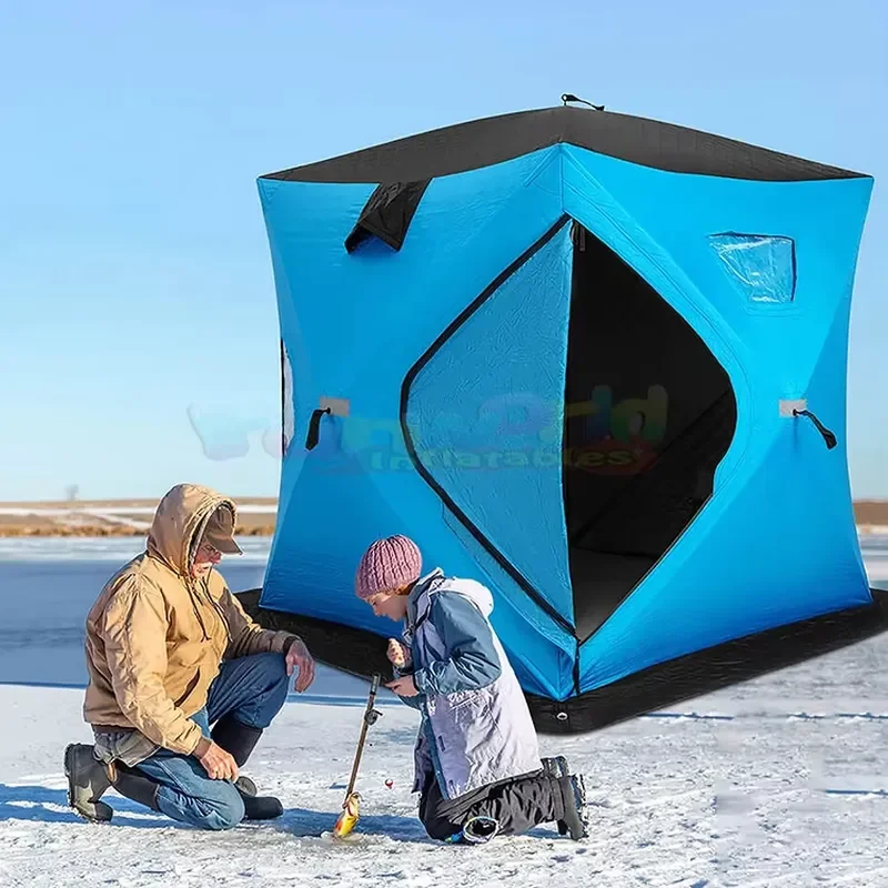 STLF Winter Outdoor Camp Waterproof Carp Cube Shelter Insulated Ice Fishing Tent Carp with Chimney