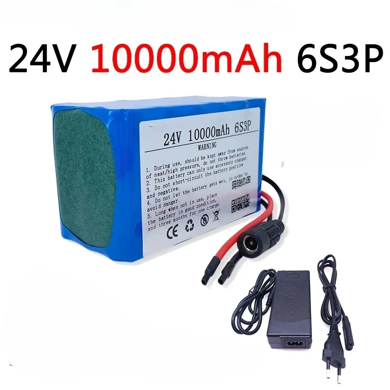 24V 10000mAh Electric Transportation/lithium-ion Battery Pack+charger 2024 6S3P 18650 Lithium-ion Battery