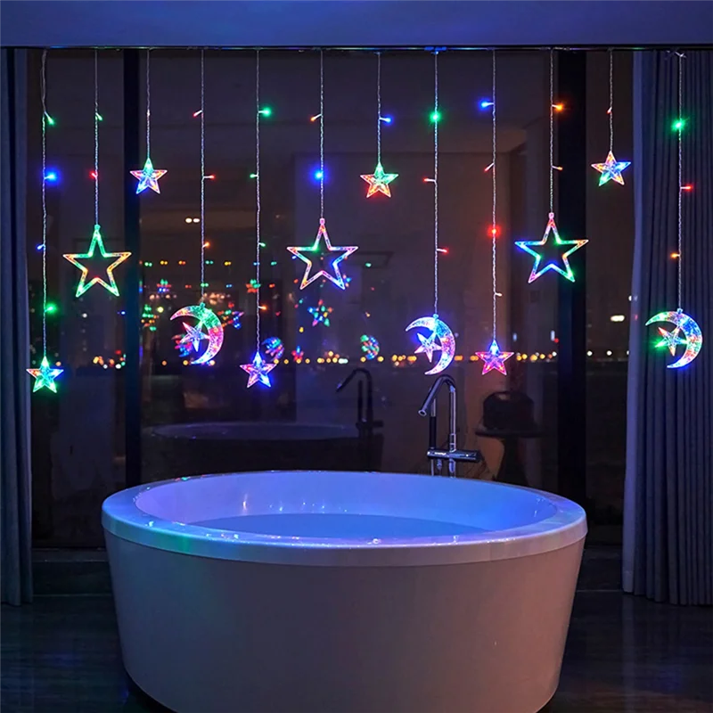 

LLCS-Christmas Moon Star Window Fairy String Lights USB & Battery Powered String Lights For Indoor Window Bedroom