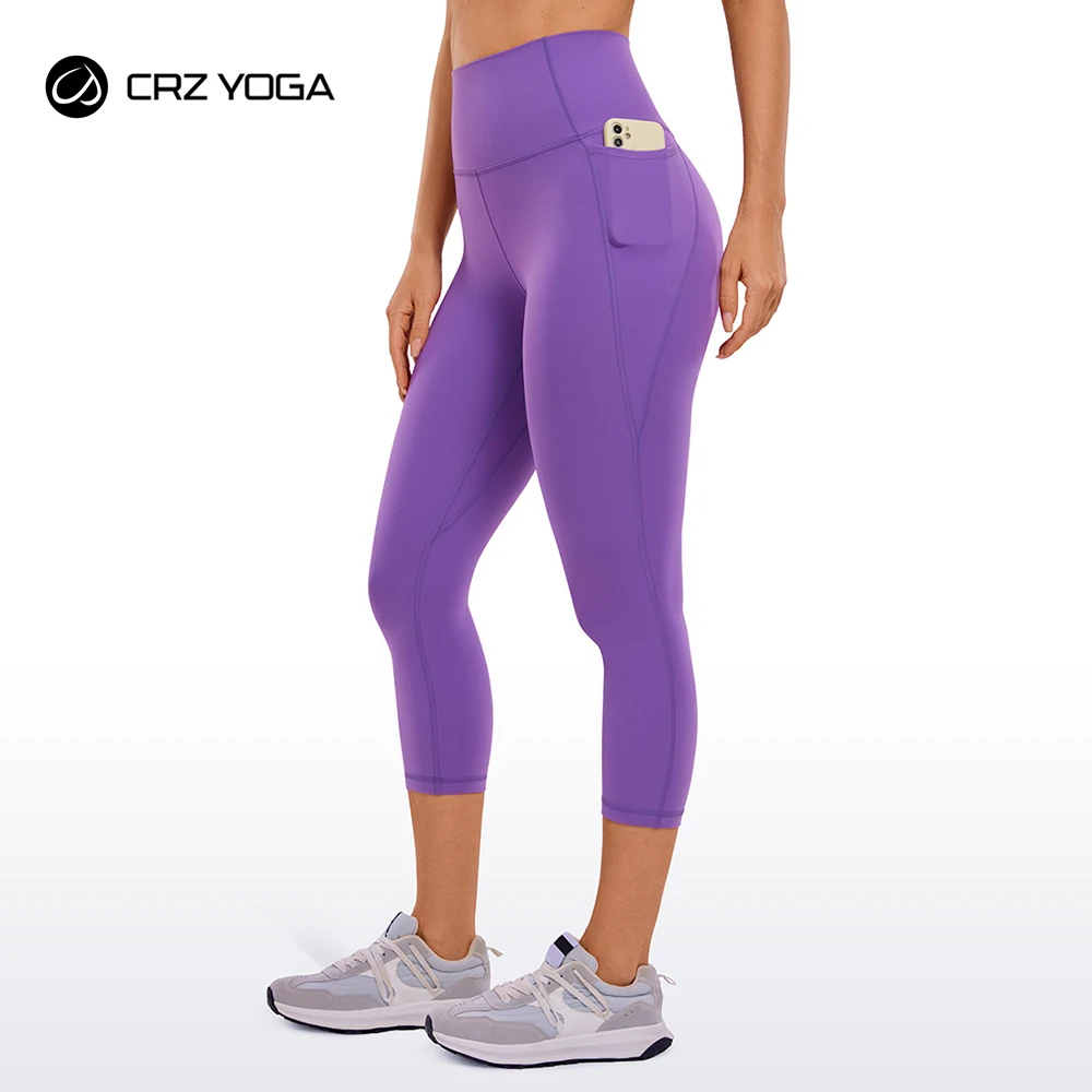 CRZ YOGA Womens Butterluxe Workout Capri Leggings with Pockets 21 Inches - High Waisted Gym Athletic Crop Yoga Leggings