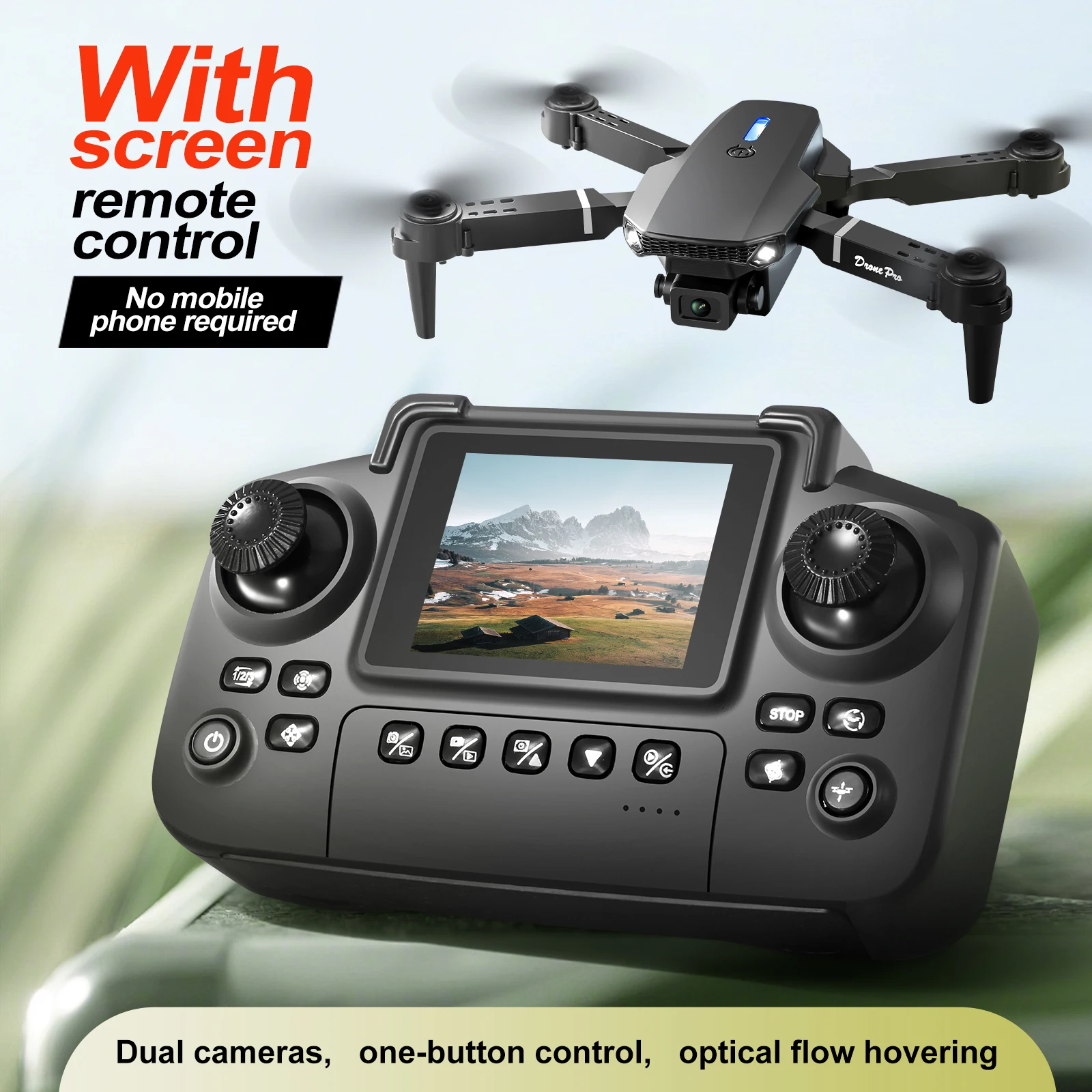 2026 E88 LED Mini Foldable Drones HD Dual Camera GPS Obstacle Avoidance Brush...