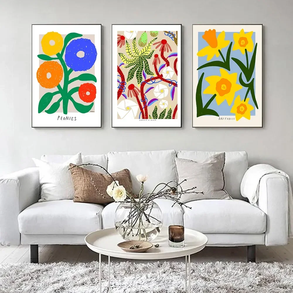 البوب أنيقة جدار الفن عباد الشمس الشمس الفاوانيا الخشخاش زراعة HD قماش المشارك يطبع غرفة المعيشة غرفة نوم ديكور المنزل