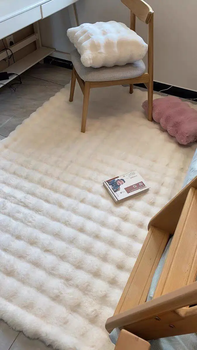 Thicken Rabbit Plush Rug Velvet Floor Mat For Bedroom Rugs Bedside Bed Super Soft Winter Warm Carpets Kids Room Blanket Decor