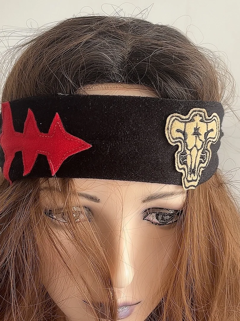 Black Five-Leaf Clover Asta Headband Sporty Black Bull Hairband Cosplay Prop Anime Entertainment Accessory Fish Run Brand