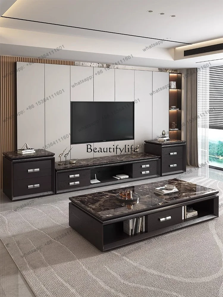 Customizable Marble Countertop Coffee Table TV Cabinet Living Room Modern Simple Villa Large Coffee Table