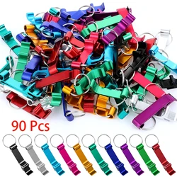 90 Pcs Key Chain Beer Bottle Opener, Pocket Small Bar Claw Beverage Keychain Ring for Kitchen Wedding Party Activity