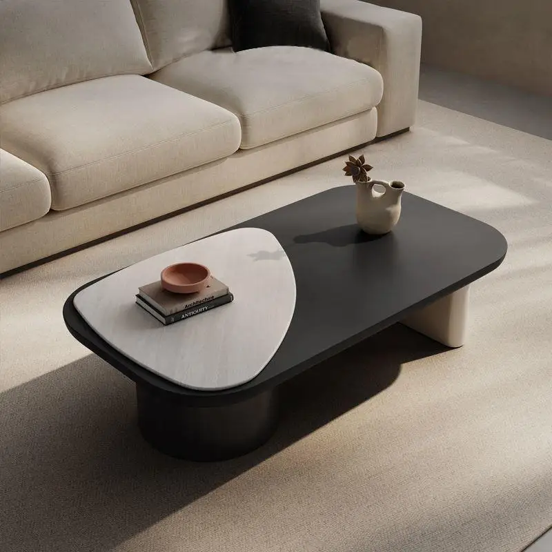 Medieval style square coffee table combination, walnut, living room home use, wabi sandy style advanced sense