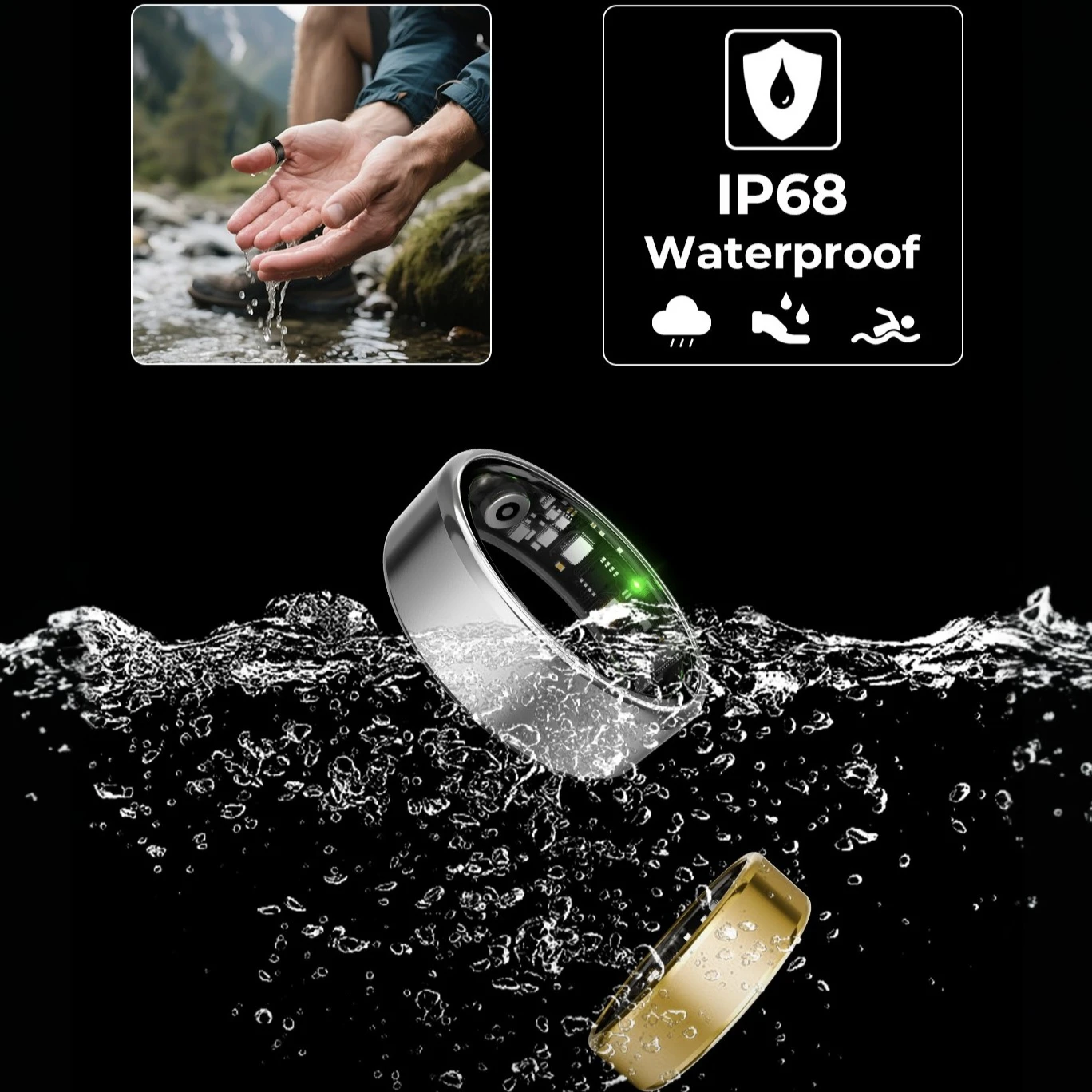 Smart Ring - جهاز تتبع الرياضة والنوم. يمكنه مراقبة الخطوات والمسافة والسعرات الحرارية، ويقدم أوضاع رياضية متعددة. مع تصميم عصري، إنه متوافق مع أجهزة iPhone وAndroid. #5