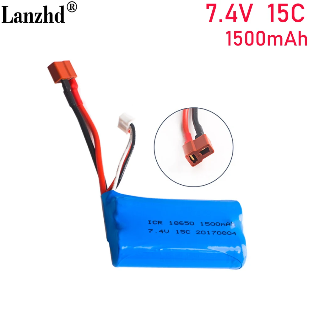 18650 7.4V 15C 1500mAh Li lithium battery For Weili 12402a 12428 high-speed remote control car cylinder with JST SM EL-2P