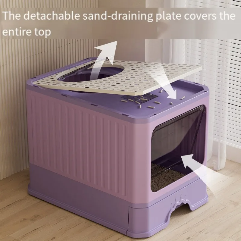 Cat litter box fully enclosed large drawer type, top-entry splash-proof cat toilet, cat supplies