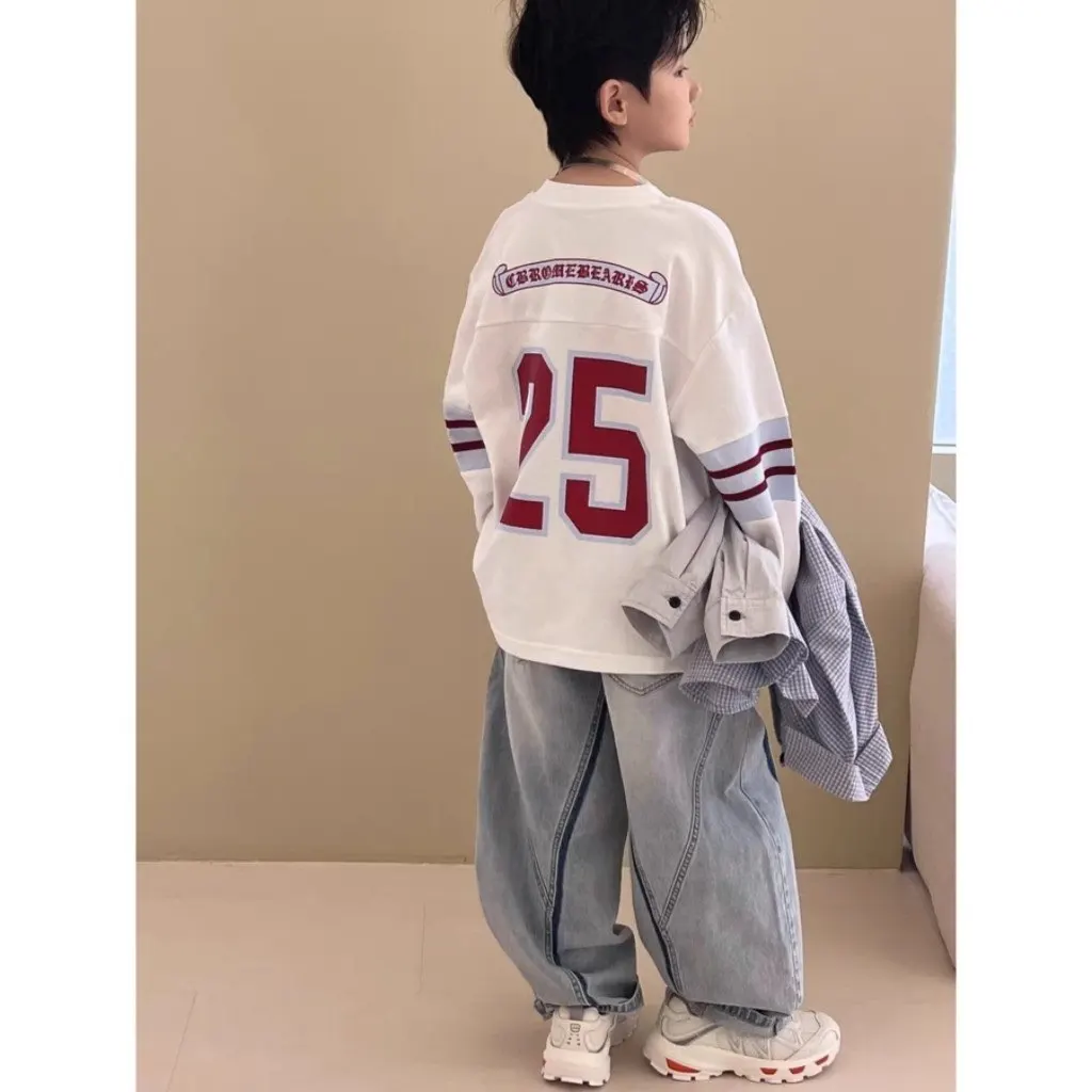 Boys Long Sleeve T-Shirt Spring Autumn New Style Children's Printed Loose Casual Top Fashion Base Shirt
