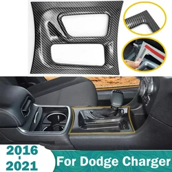 For Dodge Charger 2016-2021 Carbon Fiber Central Control Gear Shift Panel Decorative Trim Sticker ABS Car Styling Accessory