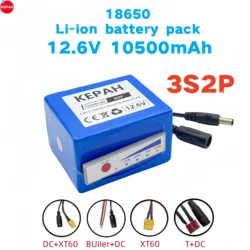 18650 latest lithium battery 3S2P 12.6V 10500mAh Mach underwater fishing room detector portable power indicator