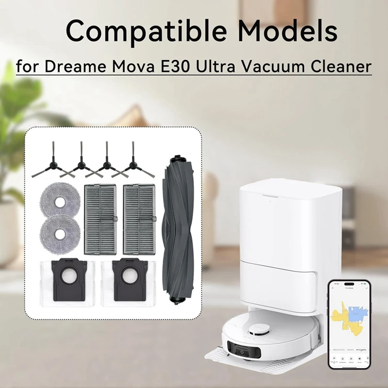 A26T-交換部品 Dreame Mova E30 ウルトラロボット掃除機メインサイドブラシ HEPA フィルターモップパッドダストバッグ