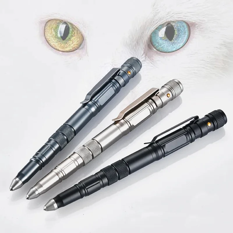 

Tactical Pen Self Defense Pen Multifunctional Tool Tungsten Steel Emergency Glass Breaker LED Survival Flashlight Writing Pen