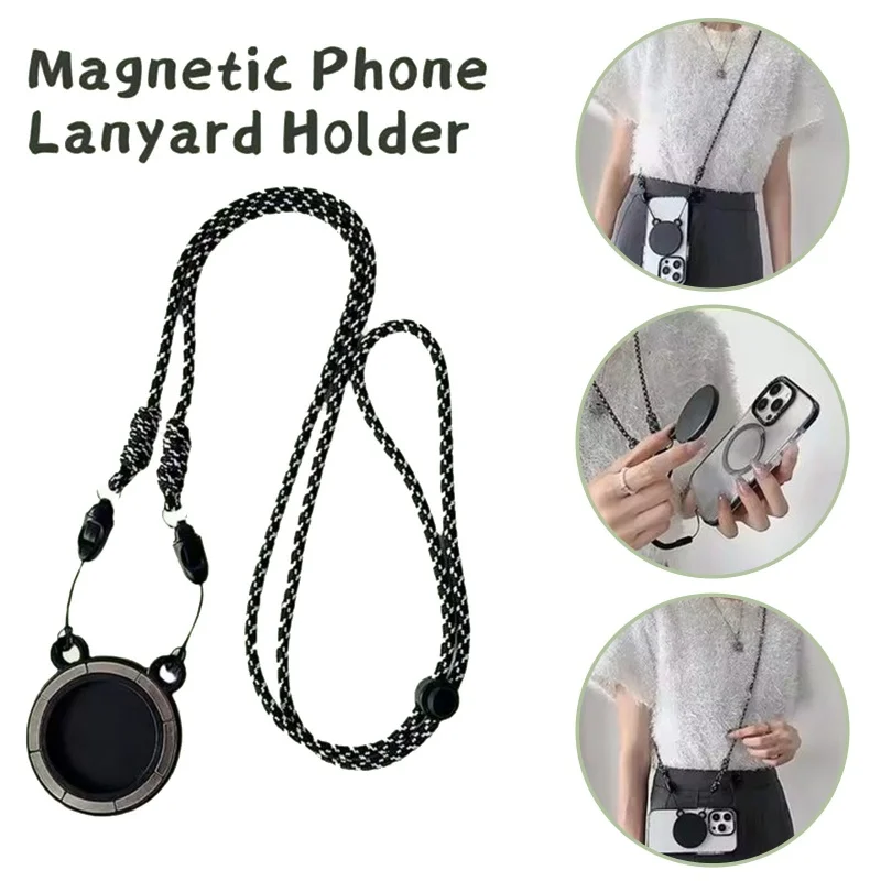 

Magnetic Neck Phone Holder, Magnetic Phone Lanyards Strap Suitable for iPhone 15 16 14 Portable Design Phone Holder