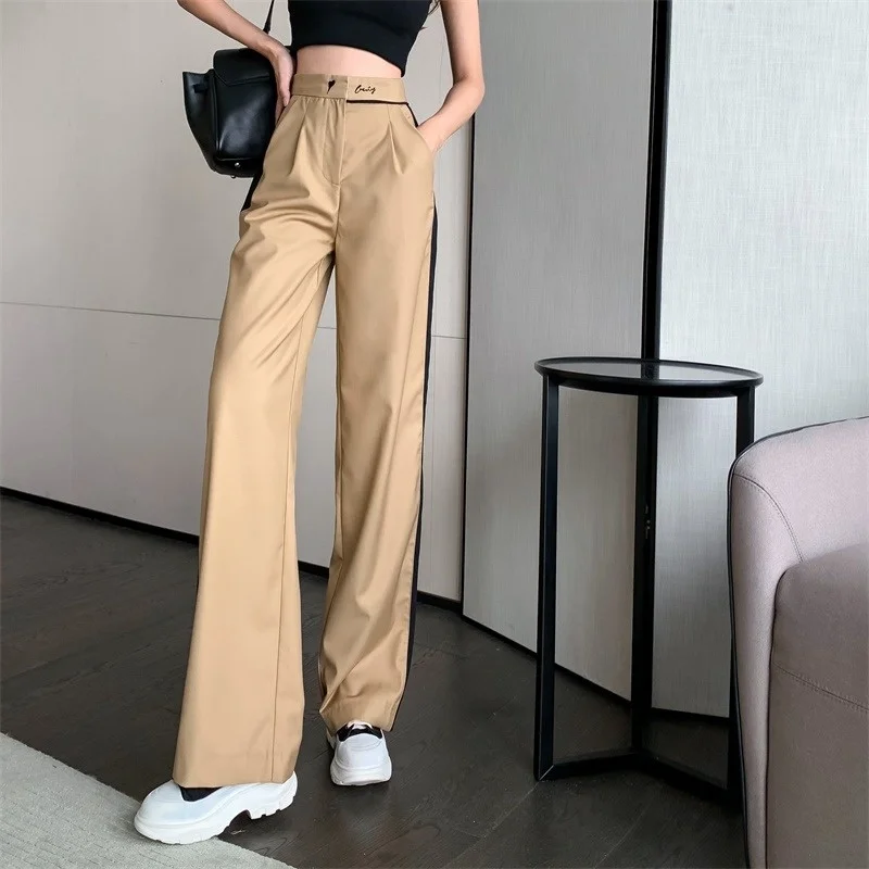 Side Striped Casual Pants Women's 2022 Summer Wear With Loose High Waist Thin Hanging Wide Leg Pants