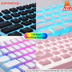 ZIFRIEND PBT Pudding Keycaps OEM Key Caps 130 Keys for Mechanical Keyboard OEM Profile Double Shot Key Caps RGB Full Size Keycap