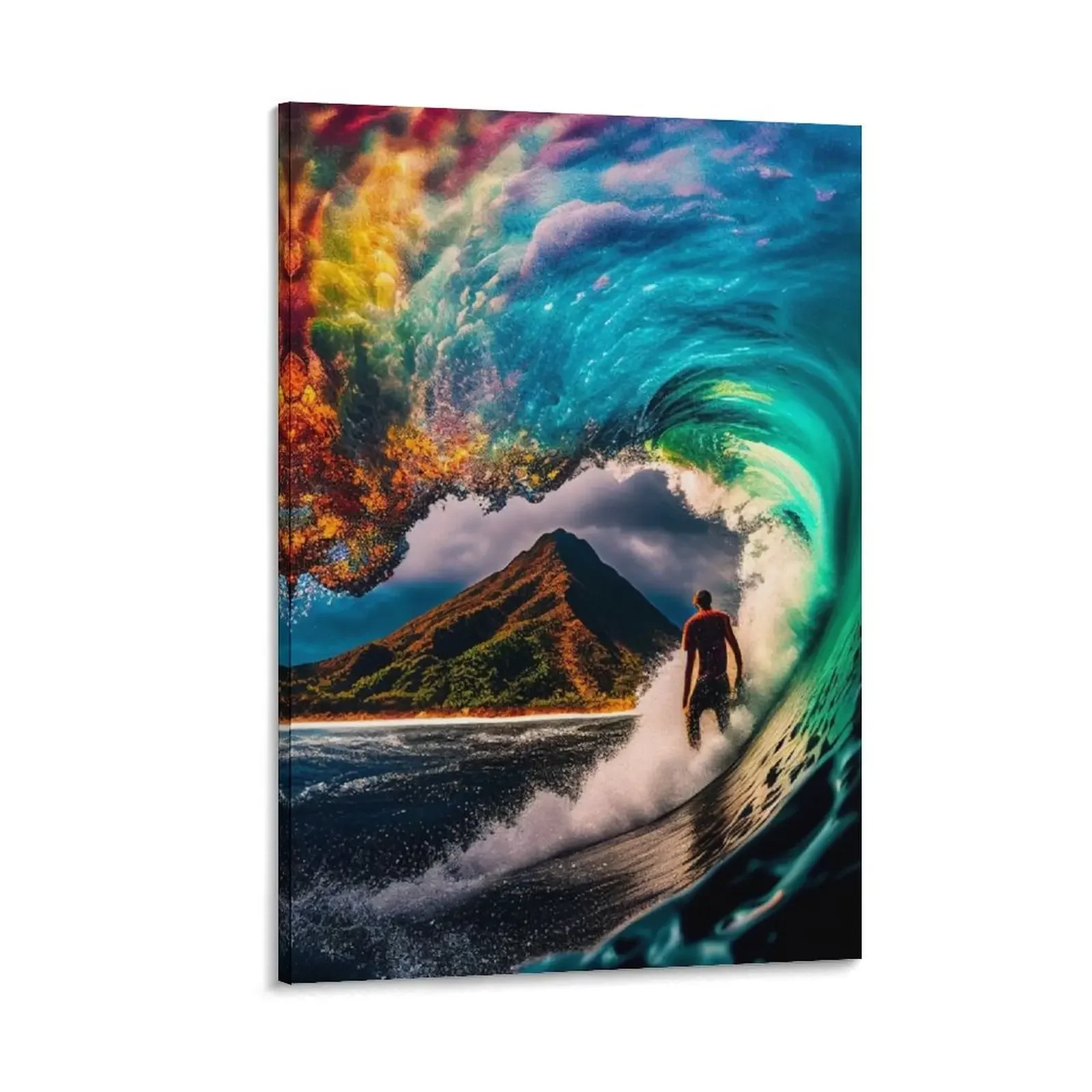 

rainbow wave surfer Canvas Painting canvas wall decoration aesthetic room poster wall art