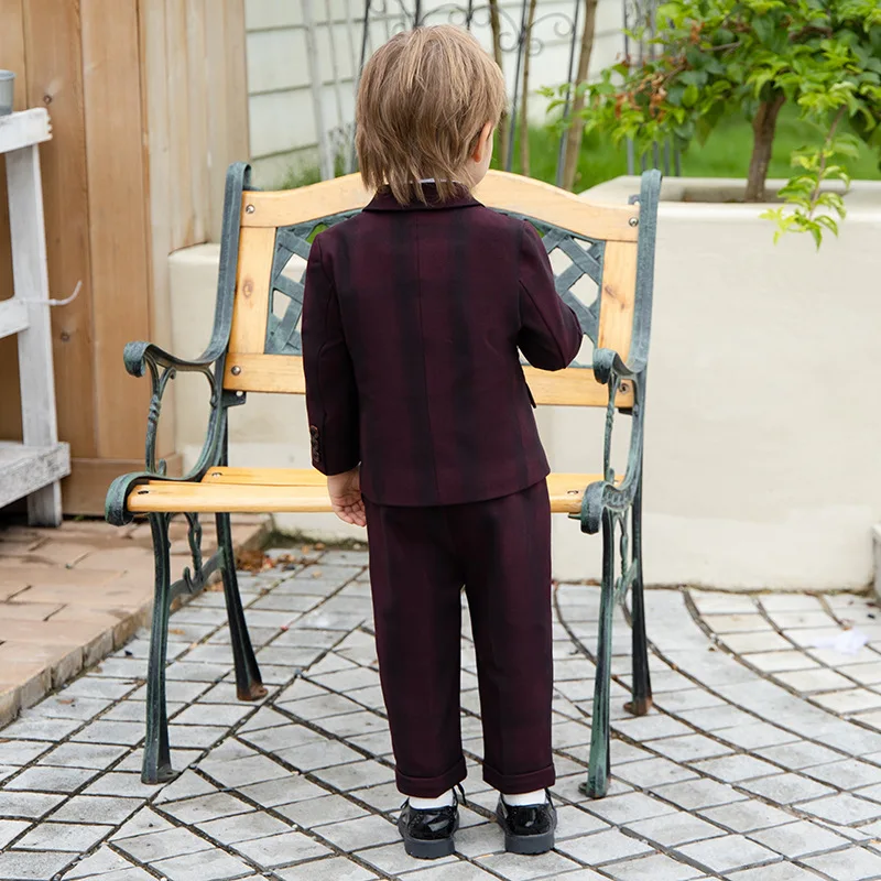 Trajes de estilo británico para niños, trajes de hermano familiar a cuadros, guapo, uniforme escolar para niños de 1 a 12 años, disfraz de anfitrión