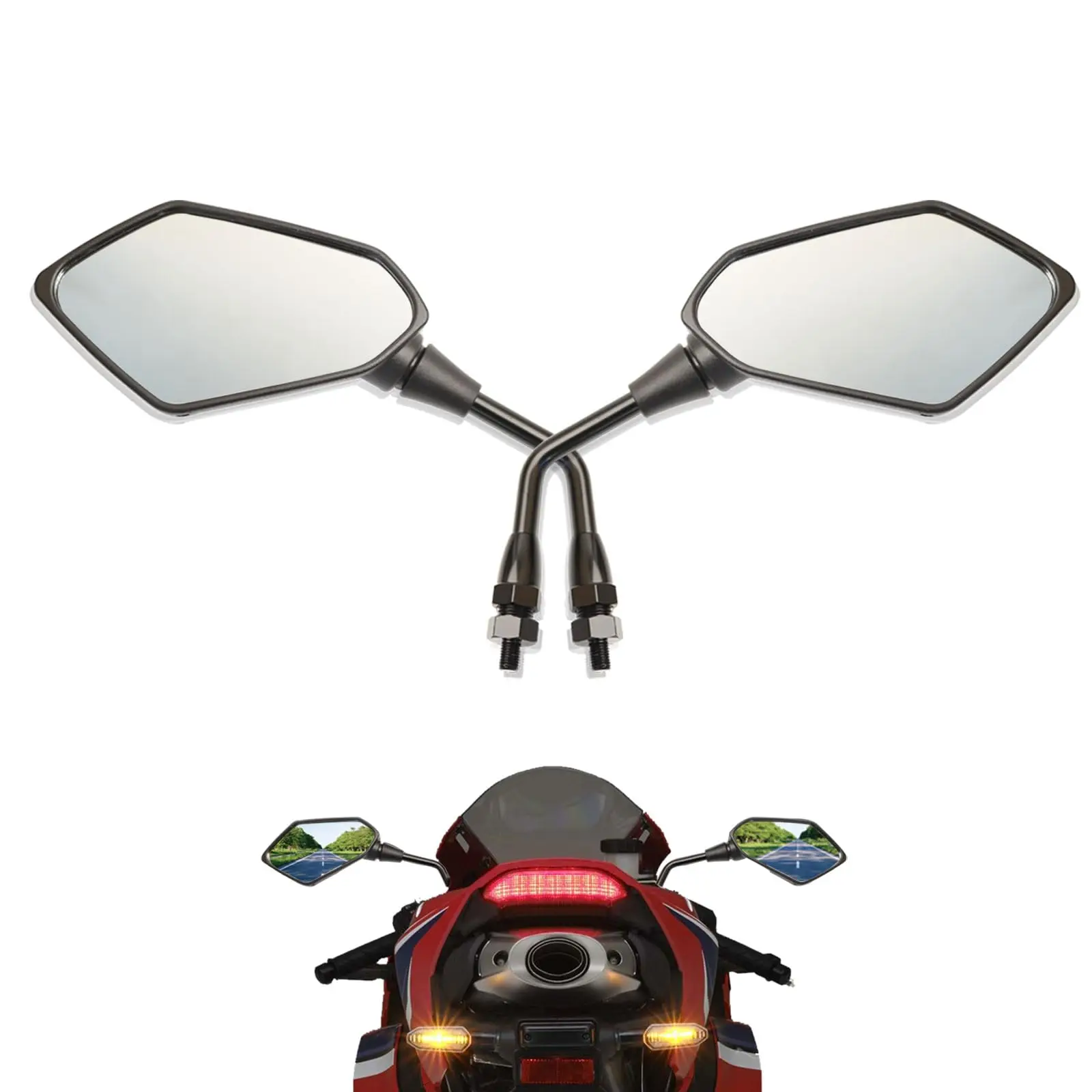 

Optimal View Motorcycle Rearview Mirrors Heavy Duty Enhanced Vision Compatible with M10 Right-hand Thread Rear View Mirror