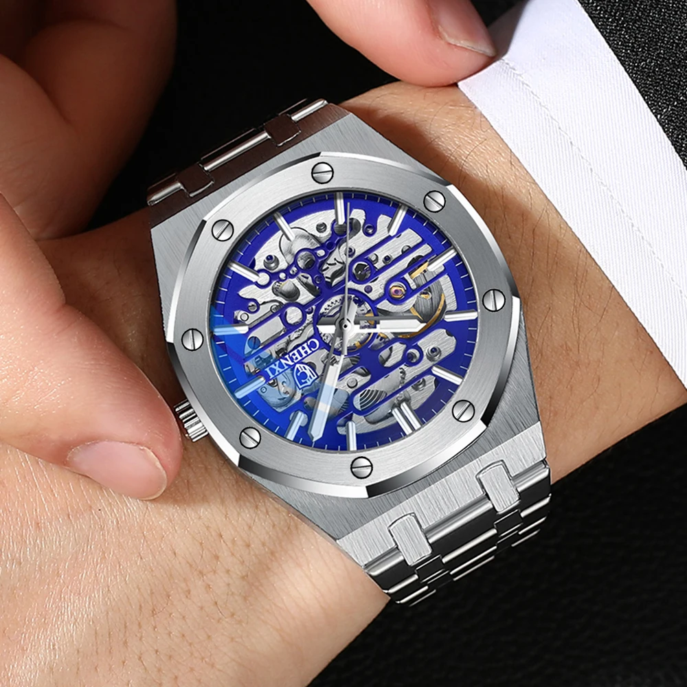 2023 Fashion Top Brand Chenxi Automatic Mens Watches Mechanical Tourbillon Wrist Watch Waterproof Business Stainless Steel Sport