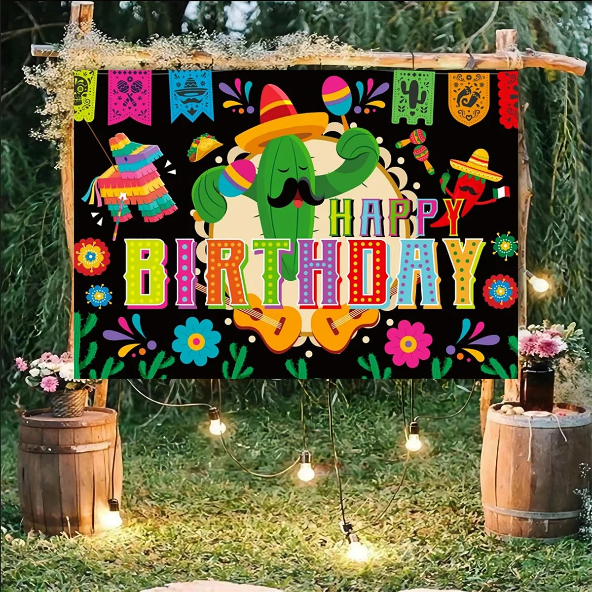 10x6ft Mexican Fiesta Happy Birthday Backdrop Banner Mexico Cinco De Mayo Background May 5 Carnival Family Party Decorations