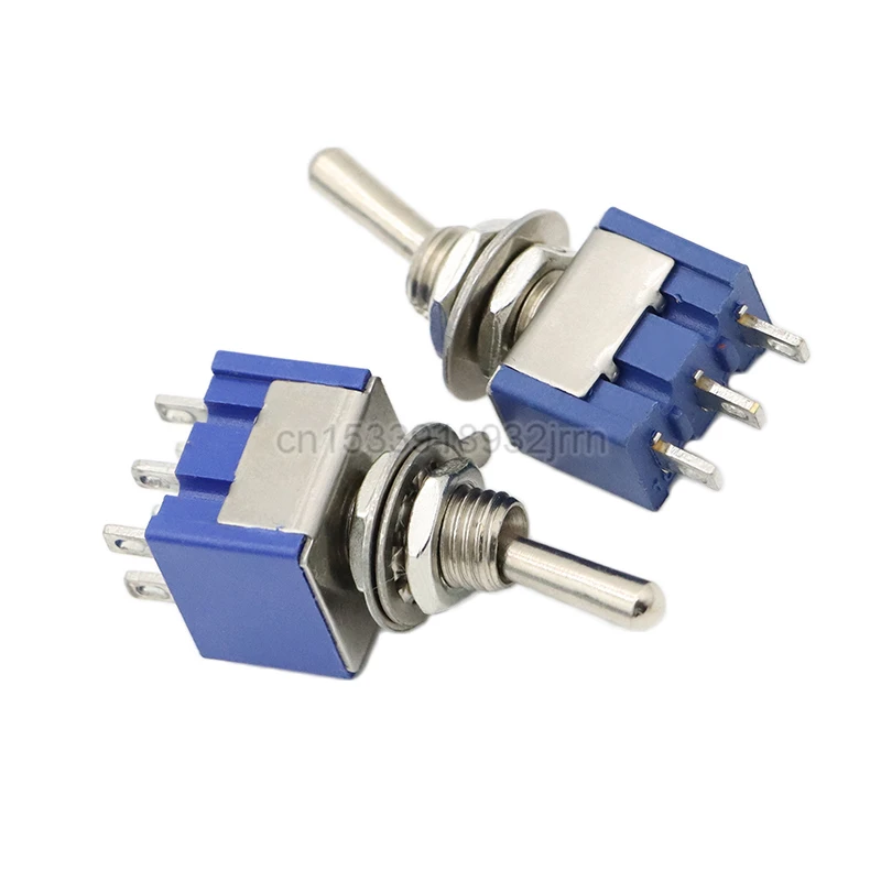 5Pcs Dark Blue Toggle Switch ON-OFF-ON / ON-OFF 3Pin 6Pin 3 Position Latching MTS-103 MTS-102 AC 125V/6A 250V/3A Waterproof Cap