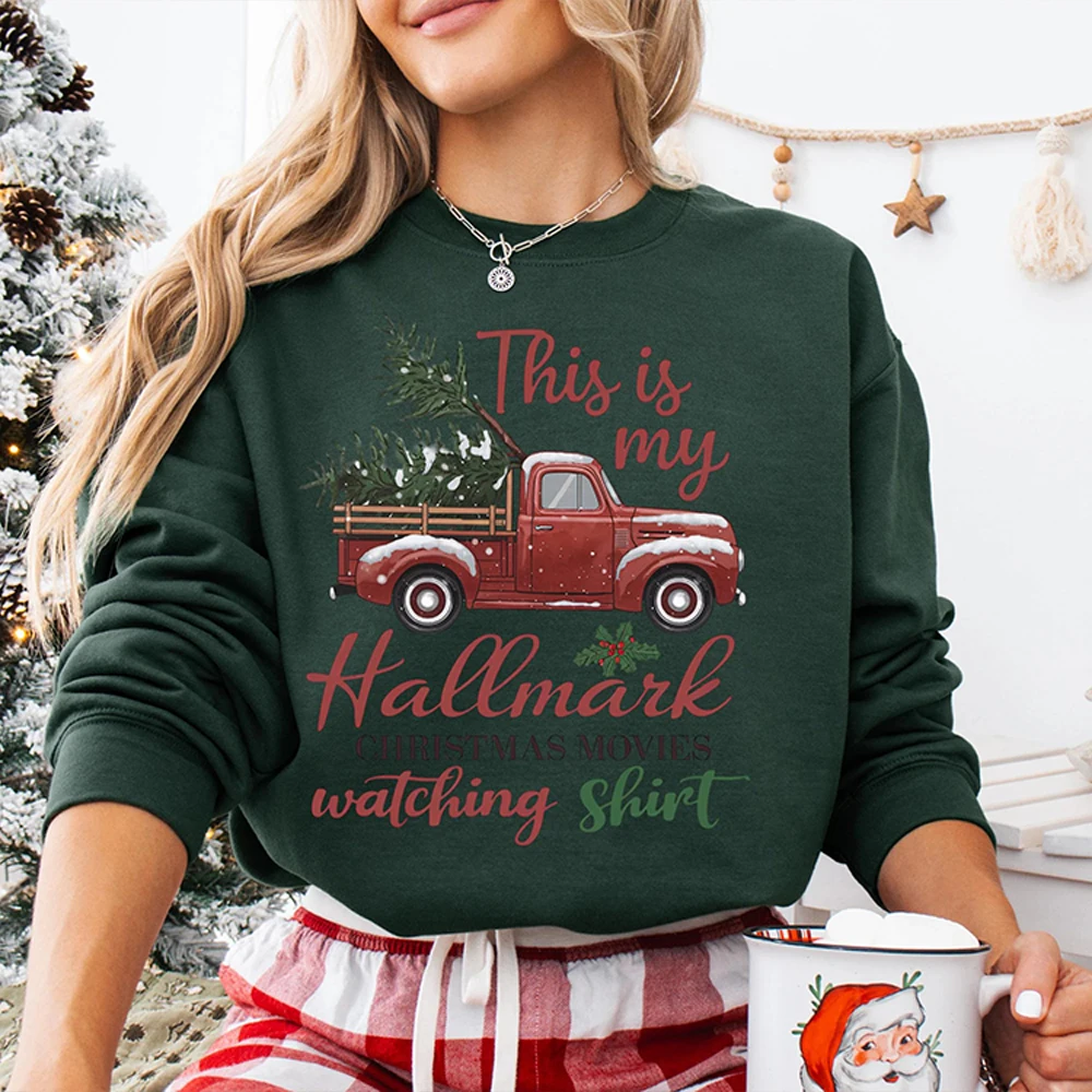 Vintage Weihnachten Gemütliches Fleece Sweatshirt Wunderbarer Weihnachtsfilm Beobachtung Unisex Sweatshirt Y2K Langarm Pullover Streetwear