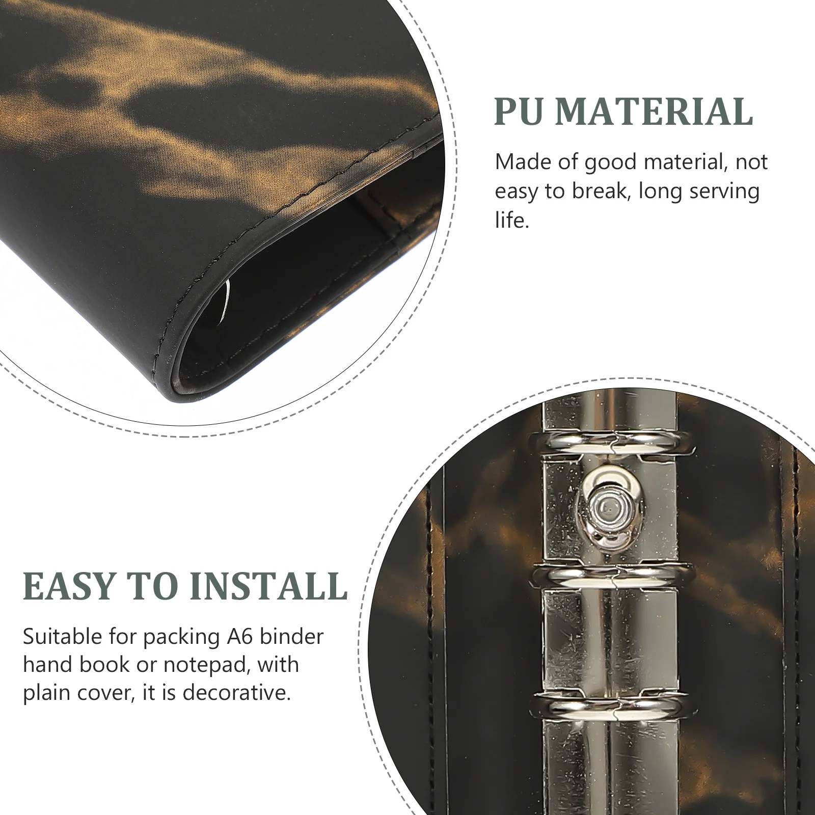 

A6 PU Binder Cover Marble Pattern Lightweight Notepad Organizer Card Storage Document Folder PU Binder Cover