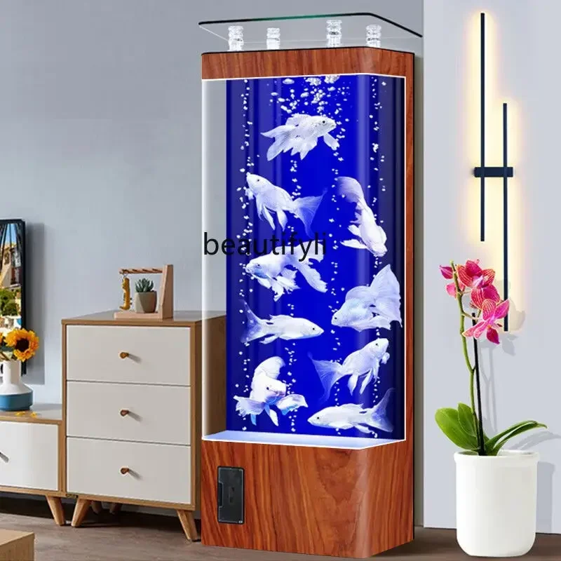 Fish Tank Living Room New Small Light Luxury TV Cabinet Floor Change Water Ecological Aquarium