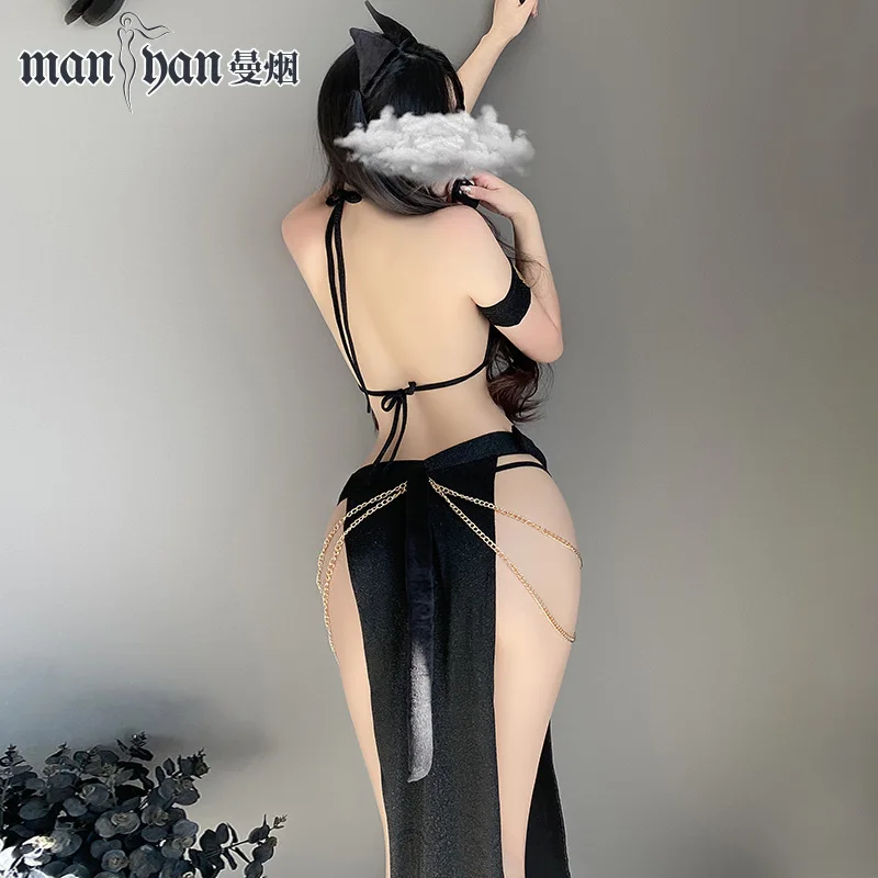 مثير Katze موحدة كيتي تأثيري الملابس الداخلية شقي القط فتاة لوليتا تنورة الصدرية مجموعة Kawaii Wildcat ازياء الإباحية بار إغراء الساخن #4