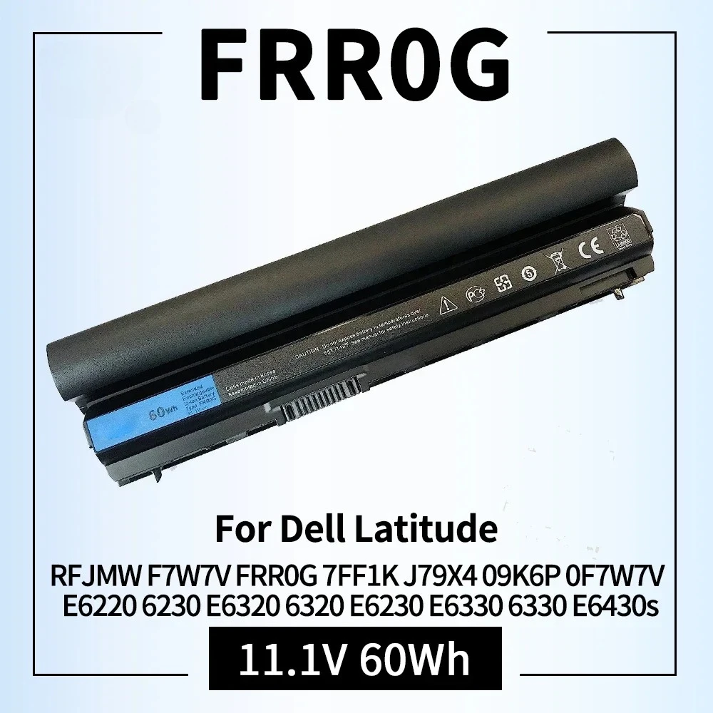 New Battery RFJMW F7W7V Y61CV 60Wh Compatible with Dell Latitude Laptop E6220 6230 E6320 6320 E6230 E6330 6330 E6430s PN FRR0G
