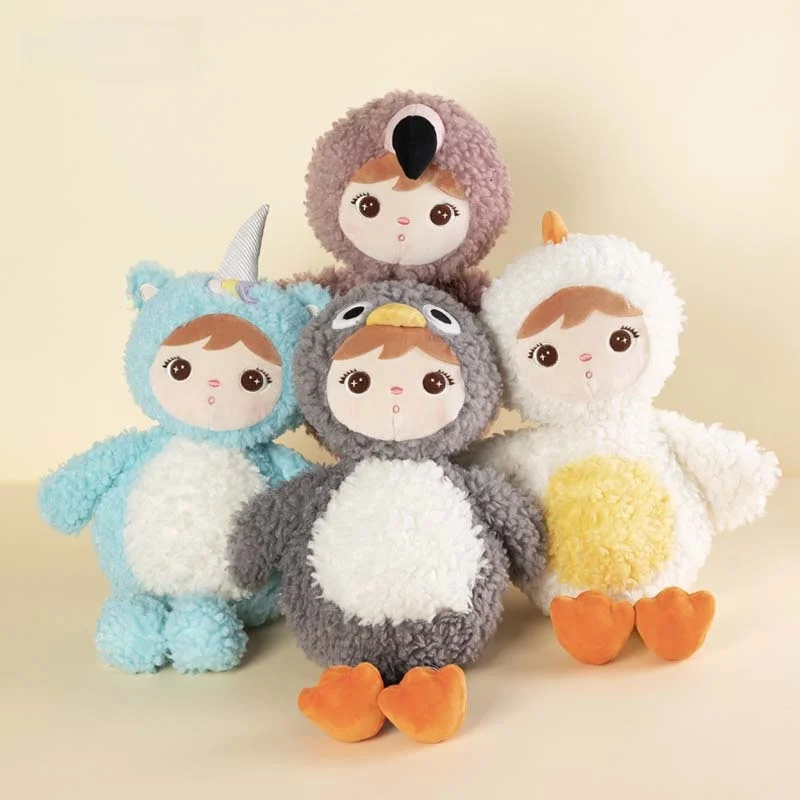 Novo Brinquedo de Pelúcia Metoo Mimi Coelho Fofo com Design de Pássaro e Penas, Bichinho de Pelúcia Calmante para Bebês, Preenchido com Fibra de Poliéster, Universal