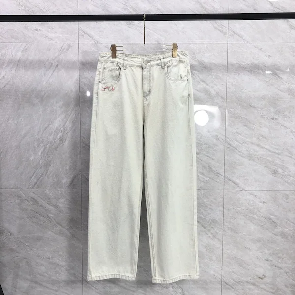 Y2k Derschutze الدينيم بركة السمك تيدي بير التطريز الجينز خمر المرأة فضفاض مستقيم واسعة الساق الجينز الشارع الرجال السراويل #2