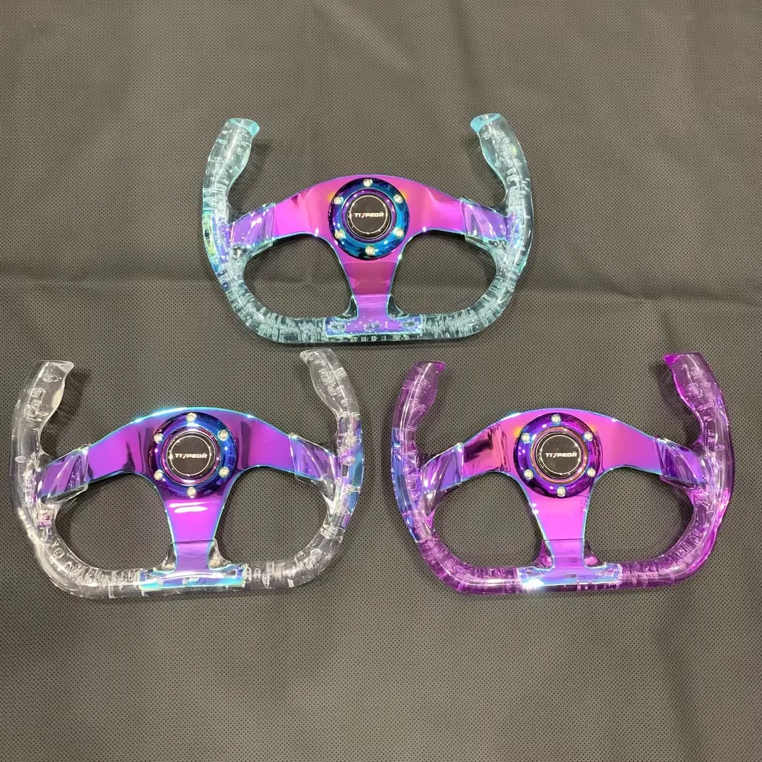 Universal 320MM Multi-color option Auto Acrylic Transparent Modification Sport Steering Wheel Color Plated Bracket Unique Design