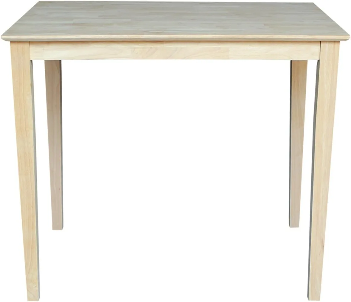 International Concepts Solid Wood Top Table with Shaker Legs, Counter Height