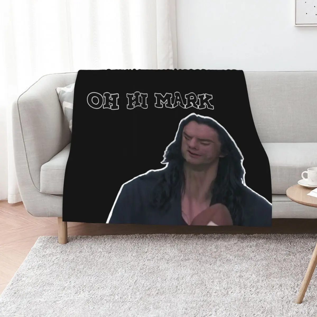 Oh hi Mark Wiseau Throw Blanket Sofas Hairys Luxury Retros Luxury St bed plaid Blankets