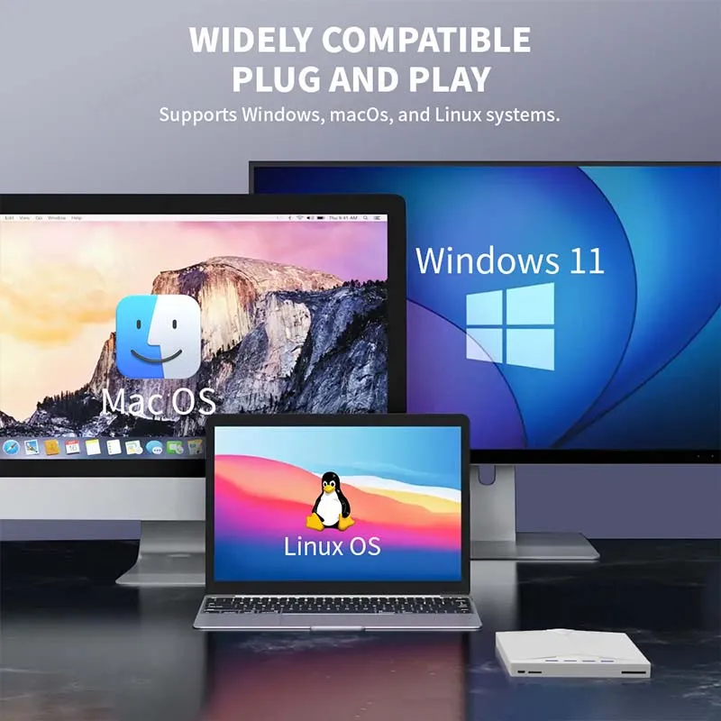 Unidad de CD DVD externa con 4 puertos USB y 2 ranuras para tarjetas TF/SD, USB 3.0 Unidad de disco de CD/DVD portátil Lector de grabadora Escritor