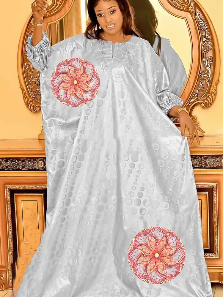 Guipure-Robe longue en bazin riche pour femme, tenue de soirée élégante, vêtement de mariage, de qualité supérieure, Dashiki, orange, 2023